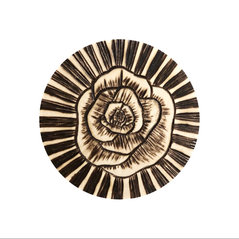 Rose Pyrography Magnet